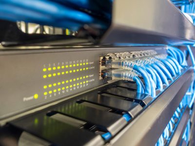 Network,Switch,Hub,In,Rack,Cabinet.,Network,Connection,Technology.,Concept